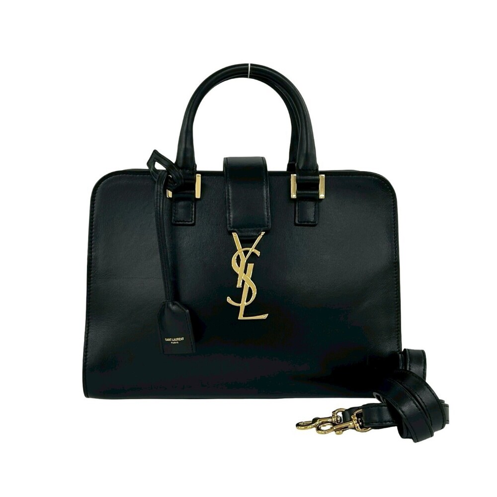 Yves Saint Laurent SAINT LAURENT PARIS Cabas YSL Logo Hardware Leather Genuin...